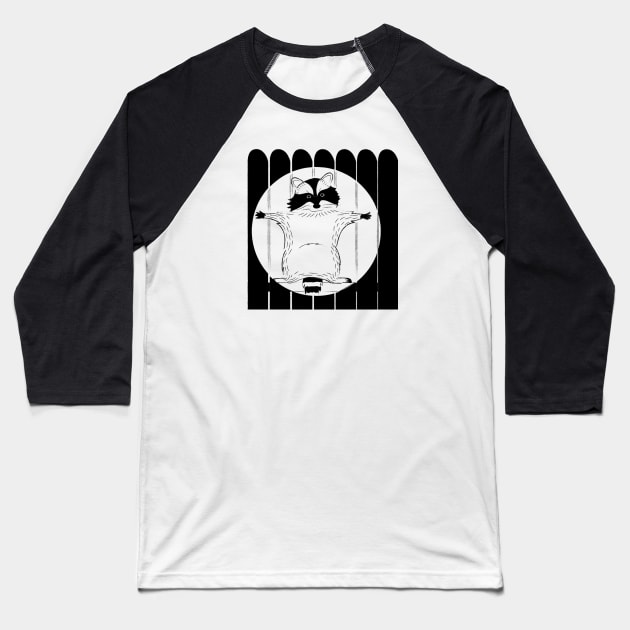 Freeze, Raccoon! Baseball T-Shirt by sadsquatch